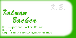 kalman backer business card